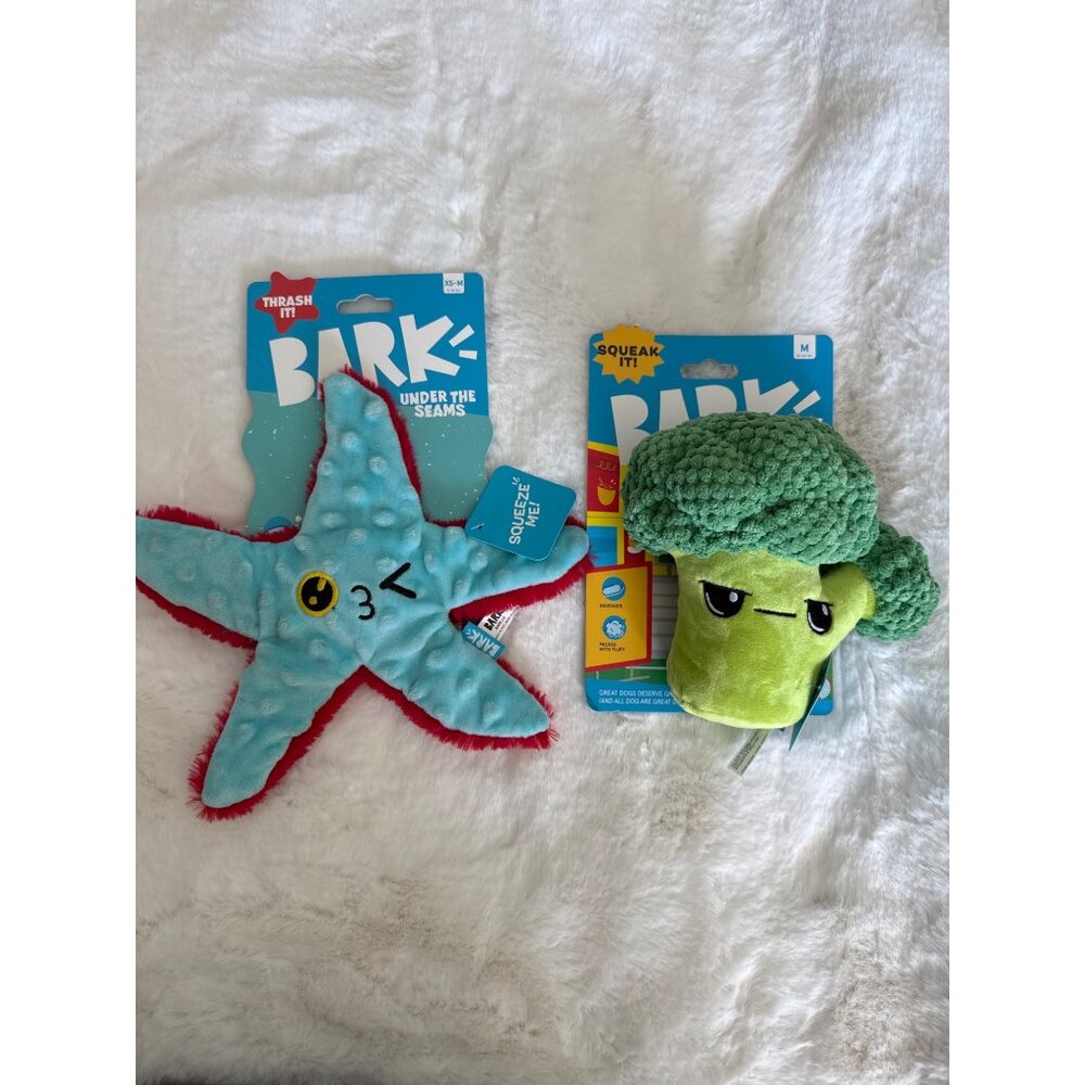 BARK Dog Toy Lot: Edgy Veggie Punk Brocc & Under the Seams Starfish